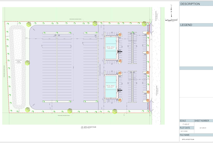 draw professional site plan, landscape plan and parking layout plan
